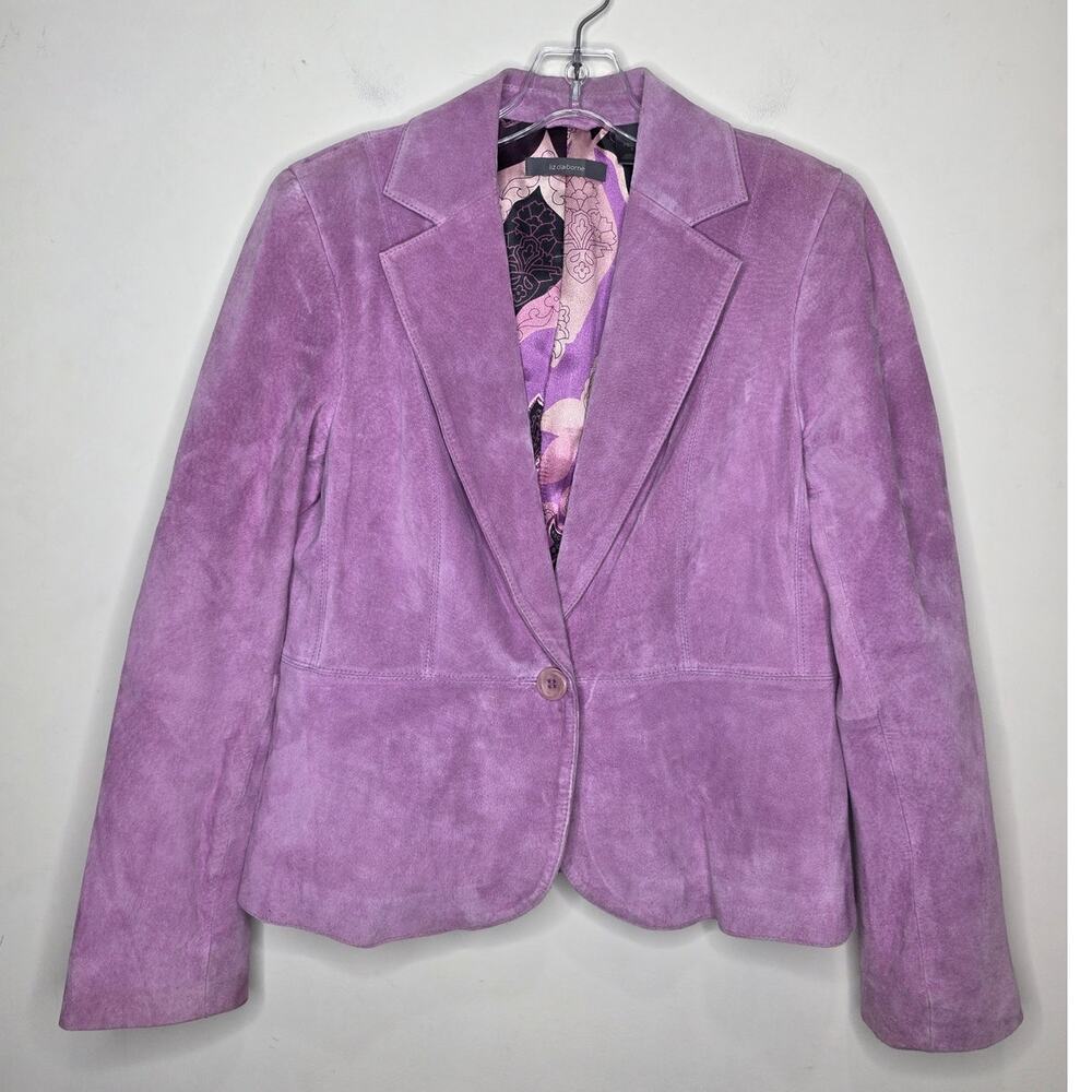 Liz Claiborne light purple lavender lilac suede leather blazer jacket - 8 petite